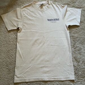 Sporty & Rich Cream Short-Sleeve Logo Tee